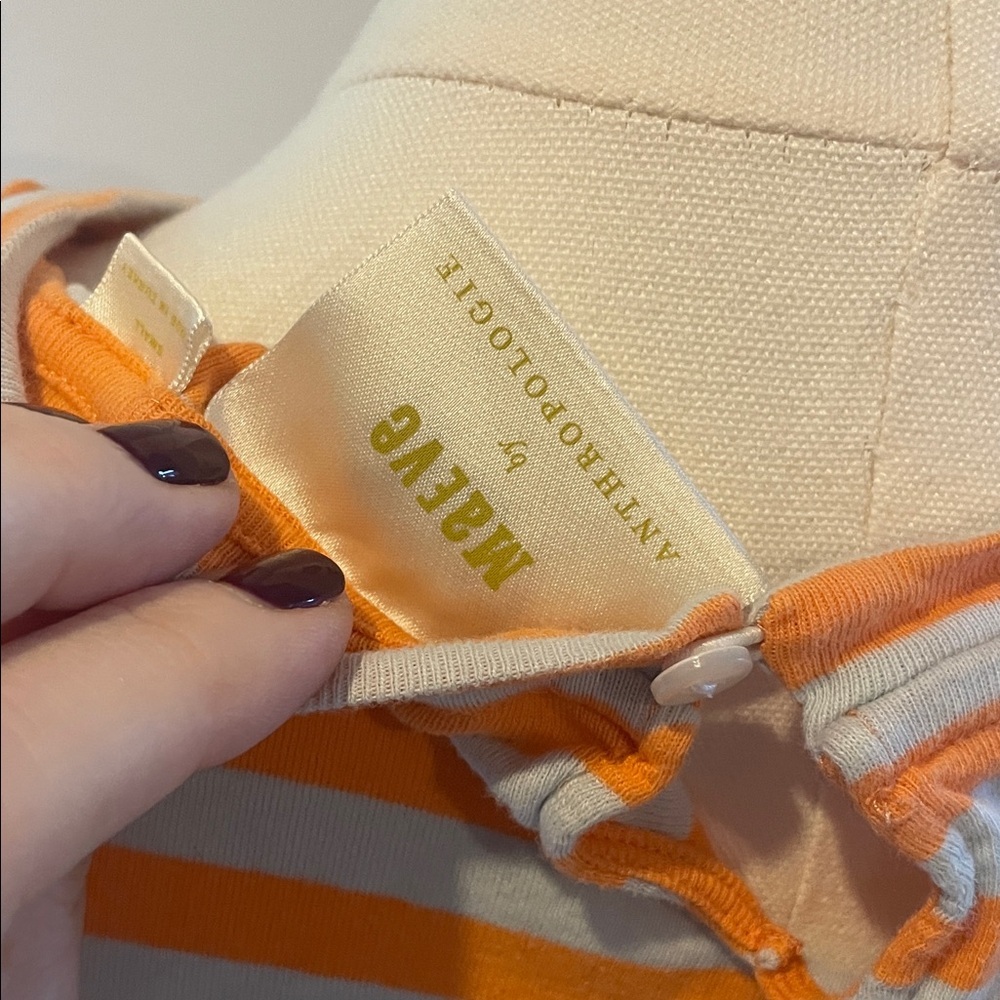 Maeve by Anthropologie Orange and White Striped Cropped Tank Top Small - Picture 6 of 7